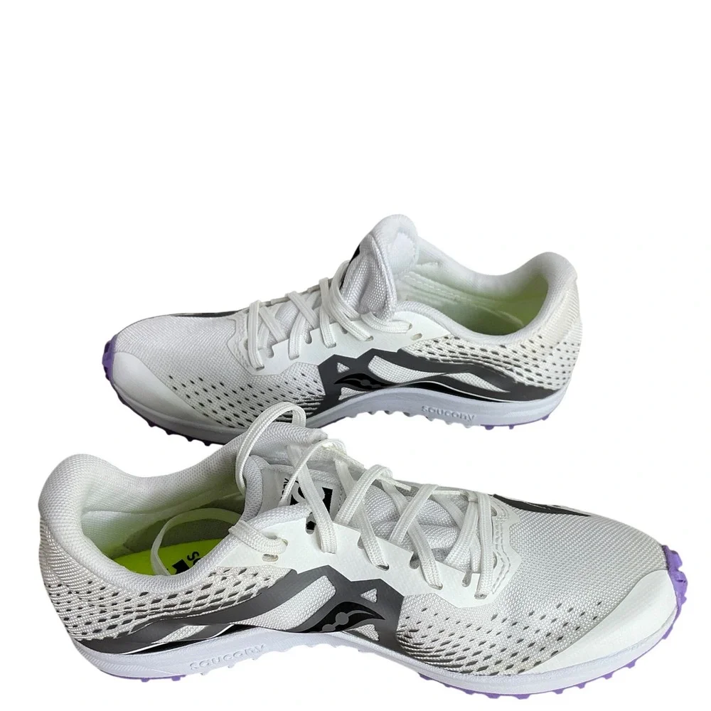 Saucony Kilkenny XC8 Flat Kids Cross Country Running Shoes White Purple S19069-3